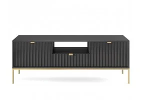 Тумба под телевизор Нова/Nova 1-дверная с 2 ящиками и золотыми ножками RTV154 Черный 154х39х56 см.