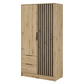 Шафа для одягу Неллі / Nelly 2D 2-дверна Дуб артизан/чорний 105х51х200 см.