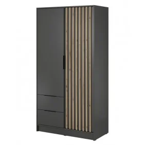 Шафа для одягу Неллі / Nelly 2D 2-дверна Графіт/дуб артизан 105х51х200 см.