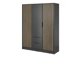 Шафа для одягу Неллі / Nelly 3D 3-дверна Графіт/дуб артизан 155х51х200 см.