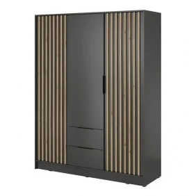Шафа для одягу Неллі / Nelly 3D 3-дверна Графіт/дуб артизан 155х51х200 см.