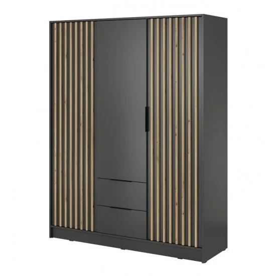 Шафа для одягу Неллі / Nelly 3D 3-дверна Графіт/дуб артизан 155х51х200 см. 1