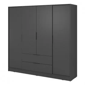 Шкаф для одежды Келли / Kelly 4D 4-дверный Графит 206х51х200 см.