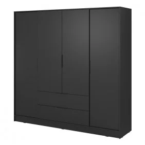 Шкаф для одежды Келли / Kelly 4D 4-дверный Черный 206х51х200 см.