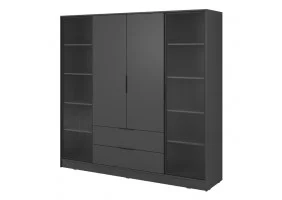 Гардеробна Келлі / Kelly 4DRD 4-дверна з боковими прозорими дверцятами Графіт 206х51х200 см.