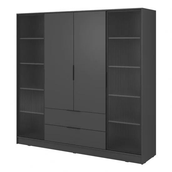 Гардеробна Келлі / Kelly 4DRD 4-дверна з боковими прозорими дверцятами Графіт 206х51х200 см. 1