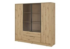 Гардеробна Келлі / Kelly 4DRM 4-дверна з центральними прозорими дверцятами та додатковими полицями Дуб артизан 206х51х200 см.