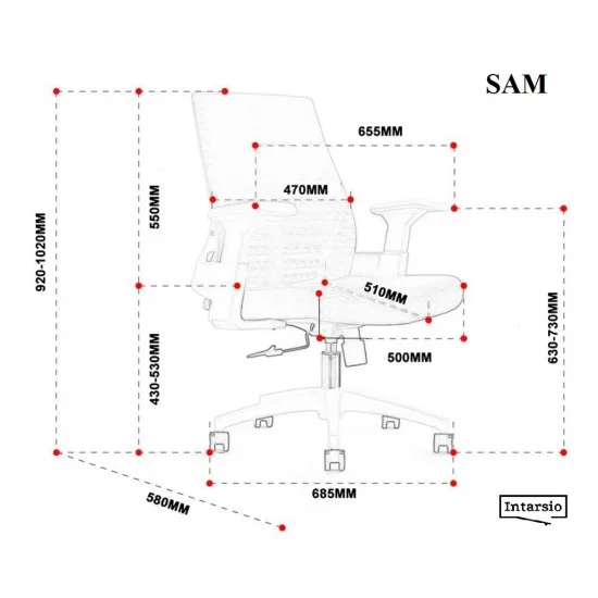 Крісло комп’ютерне SAM Сіре / Білий каркас 8