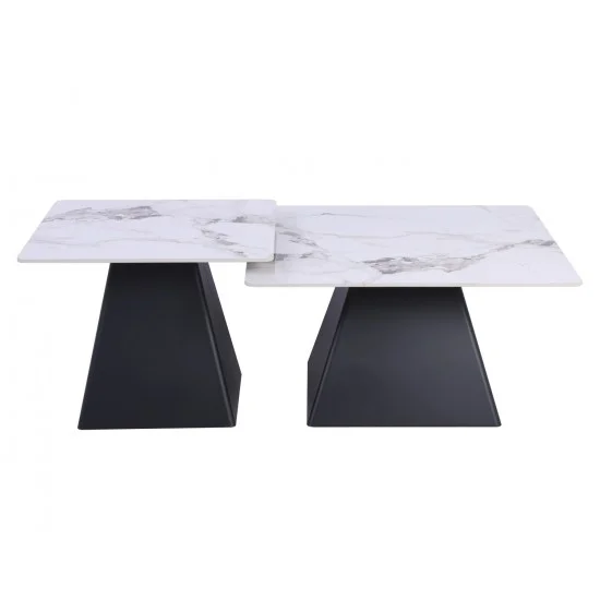 Журнальный столик INDIANA Белый глянец/Черный (к-кт) 80 x 80 см. & 60 x 60 см. 2