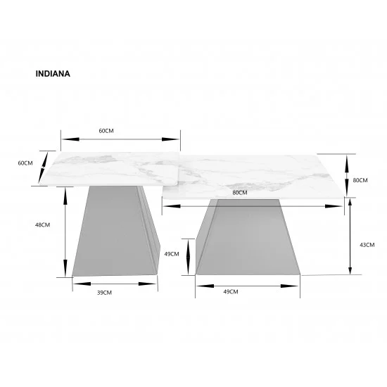 Журнальный столик INDIANA Белый глянец/Черный (к-кт) 80 x 80 см. & 60 x 60 см. 15