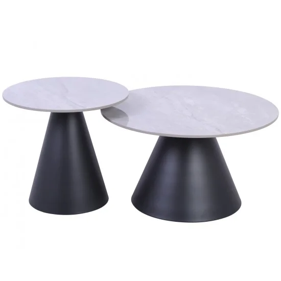 Журнальный столик ALASKA Серый глянец / Черный (к-кт) 70 см. &Д. 50 см. 1