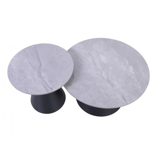 Журнальный столик ALASKA Серый глянец / Черный (к-кт) 70 см. &Д. 50 см. 2