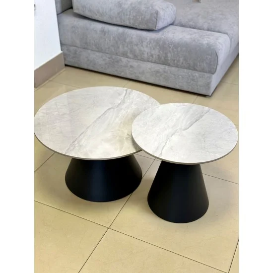 Журнальный столик ALASKA Серый глянец / Черный (к-кт) 70 см. &Д. 50 см. 8