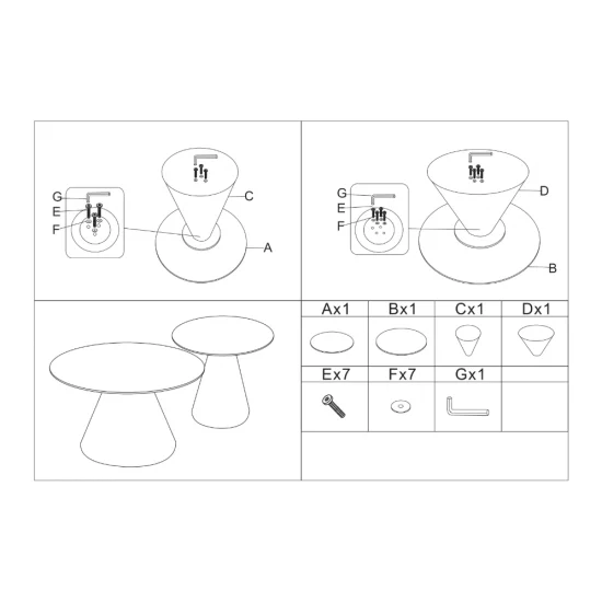 Журнальный столик ALASKA Серый глянец / Черный (к-кт) 70 см. &Д. 50 см. 10