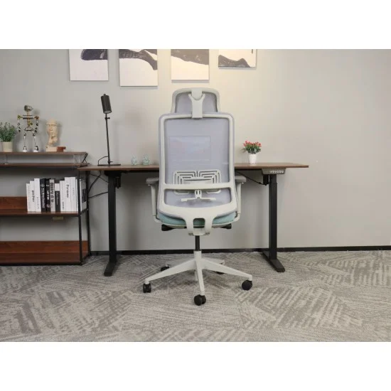 Офисное кресло TERRY серое/зеленая ткань/серый каркас 10