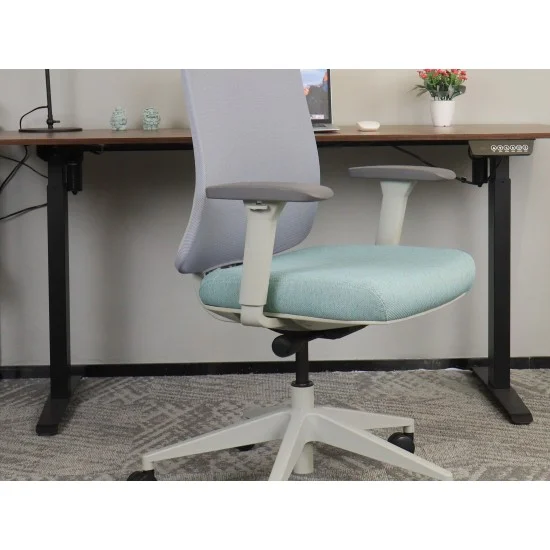 Офисное кресло TERRY серое/зеленая ткань/серый каркас 8