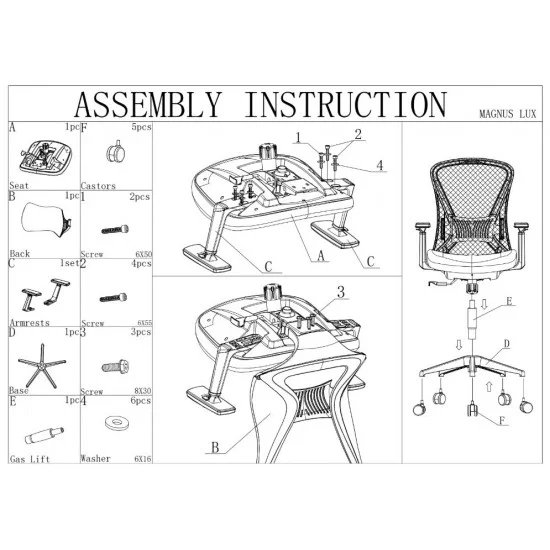 Крісло офісне MAGNUS LUX чорна тканина/чорний каркас 10