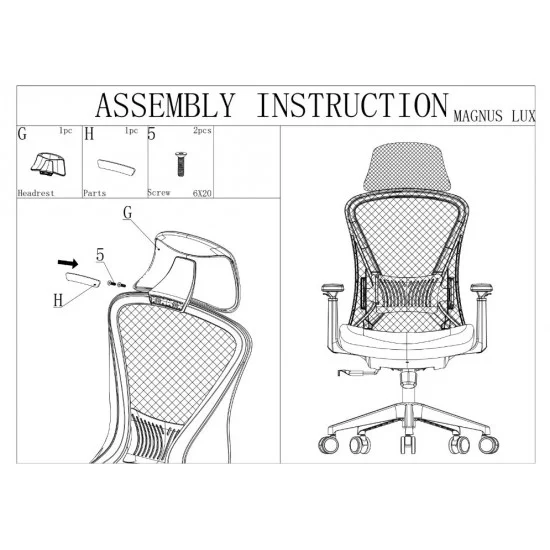 Крісло офісне MAGNUS LUX чорна тканина/чорний каркас 11