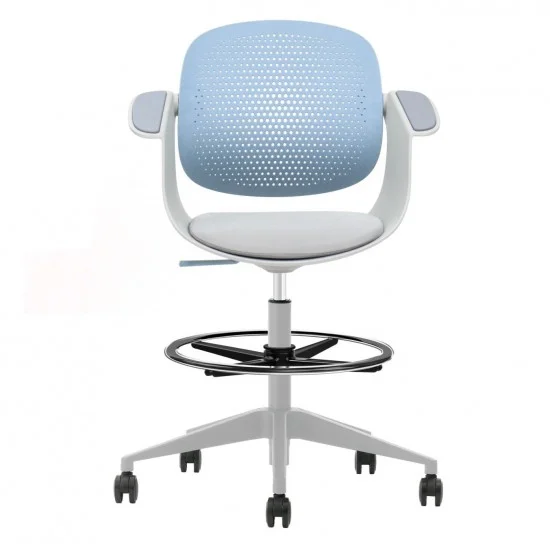Крісло офісне ARLEN світло-бірюзове/сіра тканина/сірий каркас 2