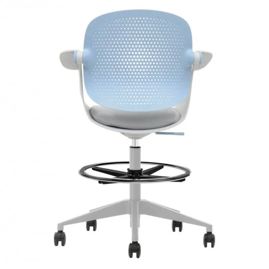 Крісло офісне ARLEN світло-бірюзове/сіра тканина/сірий каркас 7