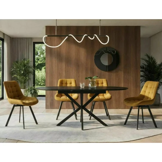 Стол обеденный раскладной GASTON CERAMIC 140(180)*80 черный GASTONC140 4