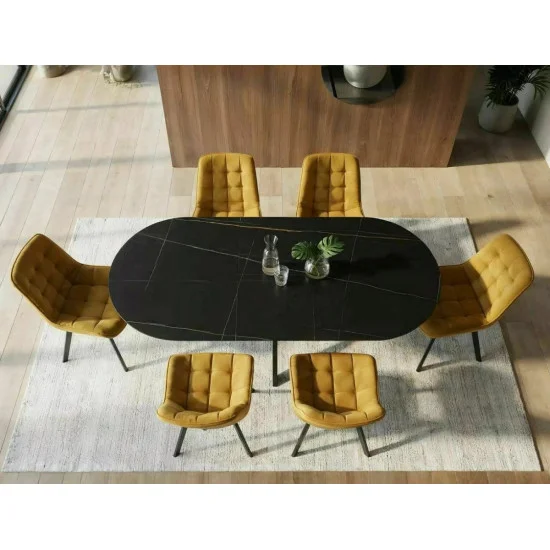 Стол обеденный раскладной GASTON CERAMIC 140(180)*80 черный GASTONC140 5