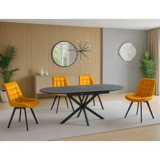 Стіл обідній розкладний GASTON CERAMIC 140(180)*80 сірий / чорний GASTONSZC140 4