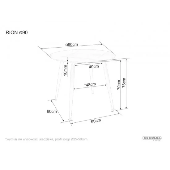 Стол обеденный RION белый / черный d.90 RIONBCFI90 4