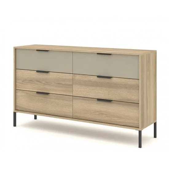 Комод Летто / Letto 6S/153 с 6 ящиками Дуб терра темный/серый камень 1