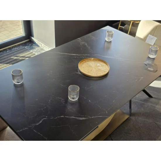 Стіл обідній розкладний AMELIA CERAMIC 160(240)*90 стіл чорний мат/бронзовий 12