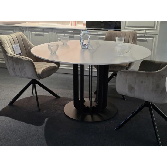 Стіл обідній OLYMPIA CERAMIC стіл білий мат/чорний д,130 8