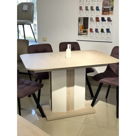 Обеденный стол раскладной CRYSTAL D/S 120(150-180)х80 дуб кремона котта/стоун бейж 5