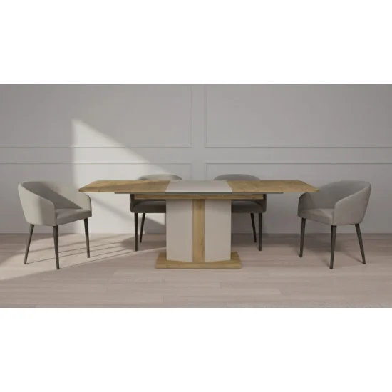 Обеденный стол раскладной CRYSTAL D/K MAX 160(190-220)х90 дуб кремона торро/кашемир 5