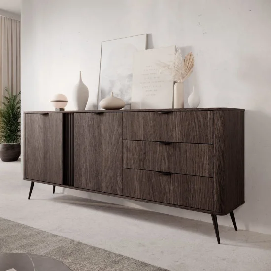 Комод Верис / Veris 2D3S/195 2-дверный с 3 ящиками Дуб дунин/черный 10