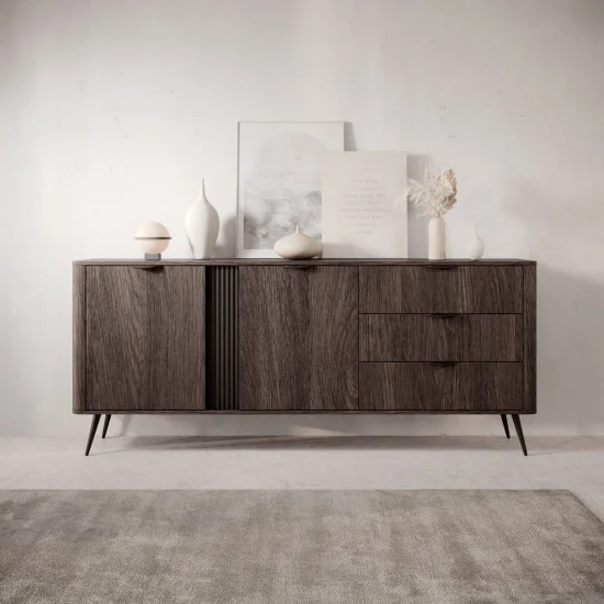 Комод Верис / Veris 2D3S/195 2-дверный с 3 ящиками Дуб дунин/черный 1