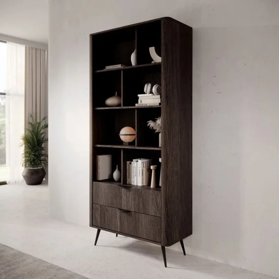 Стеллаж Верис / Veris 2S/88 с 2 ящиками Дуб дунин/черный 11