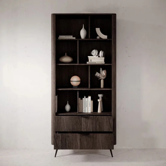 Стеллаж Верис / Veris 2S/88 с 2 ящиками Дуб дунин/черный 10