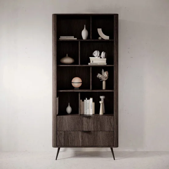 Стеллаж Верис / Veris 2S/88 с 2 ящиками Дуб дунин/черный 1