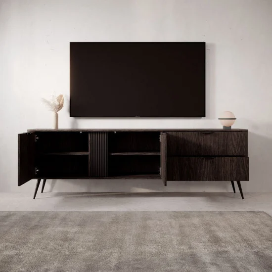 Тумба под ТВ Верис / Veris 2D2S/195 2-дверная с 2 ящиками Дуб дунин/черный 12