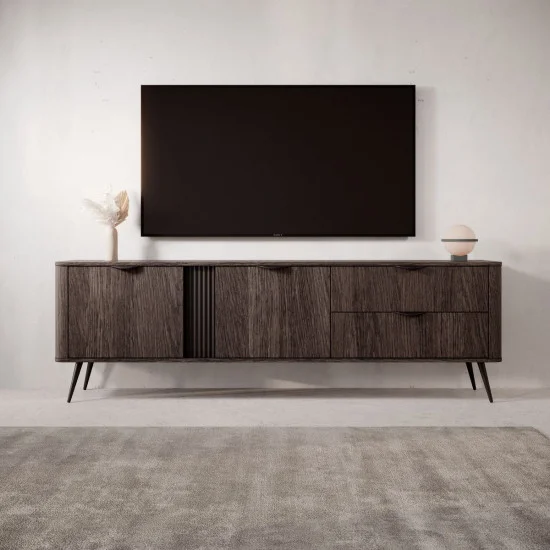 Тумба под ТВ Верис / Veris 2D2S/195 2-дверная с 2 ящиками Дуб дунин/черный 1