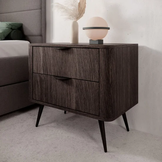 Тумба прикроватная Верис / Veris 2S/63 с 2 ящиками Дуб дунин/черный 9