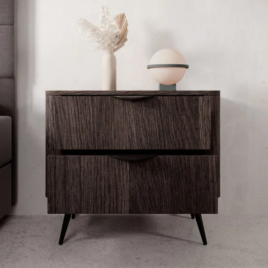 Тумба прикроватная Верис / Veris 2S/63 с 2 ящиками Дуб дунин/черный 8