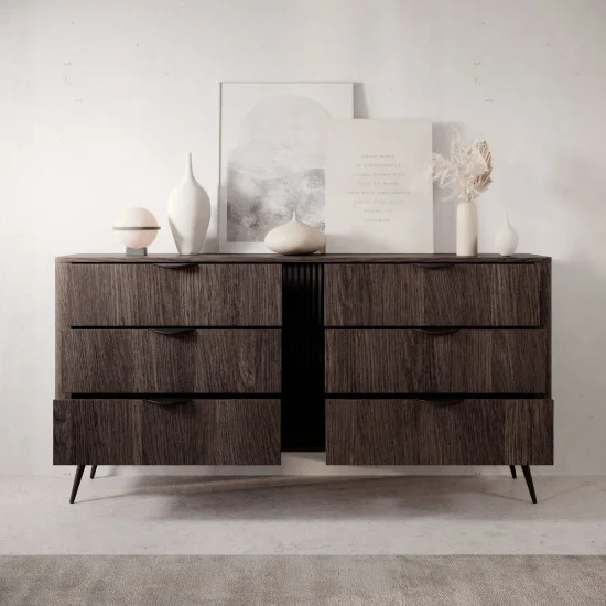 Комод Верис / Veris 6S/163 с 6 ящиками Дуб дунин/черный 9