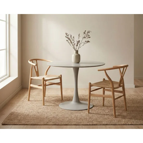 Стіл обідній ODIN CERAMIC Бежевий мат / Кашемір д.90 2