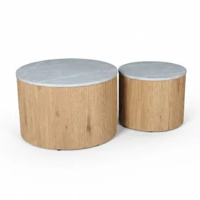 Журнальный столик VERMONT Серый эф. мрамора / Дуб (к-кт)