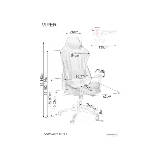 Геймерское компьютерное кресло Viper Черный / Желтый OBRVIPERCZO 11