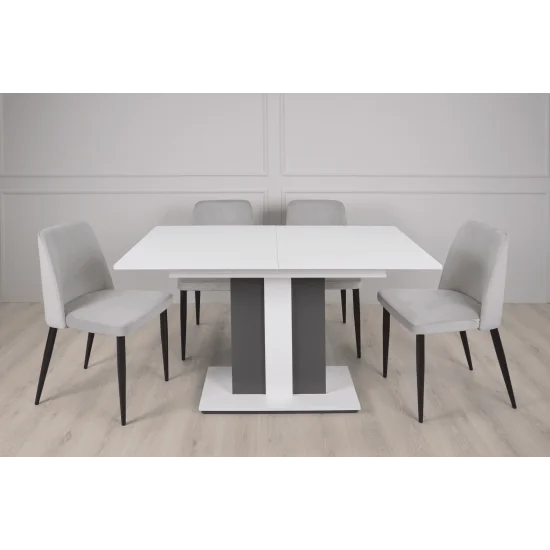 Стол обеденный Clasic 140(180)x80 Белая Аляска / Антрацит 5