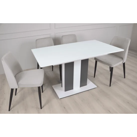 Стол обеденный Clasic 140(180)x80 Белая Аляска / Антрацит 6