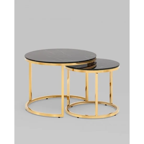 Журнальный столик MUSE II черный эф.мрамора / золото (к-кт) MUSEIICZMAZL 2