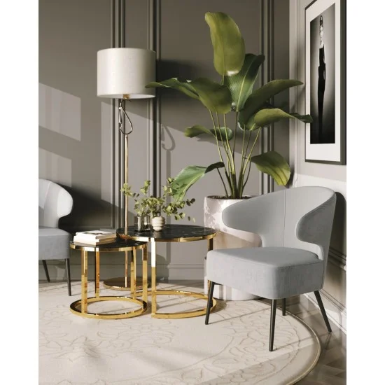 Журнальный столик MUSE II черный эф.мрамора / золото (к-кт) MUSEIICZMAZL 9